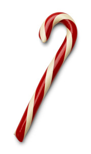 Red And White Christmas Candycane Isolated on White Background.